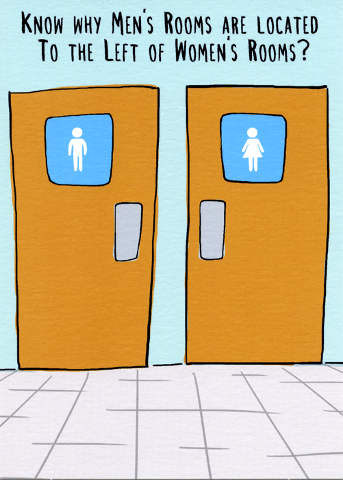 Funny birthday card - Men's toilets on left – Comedy Card Company