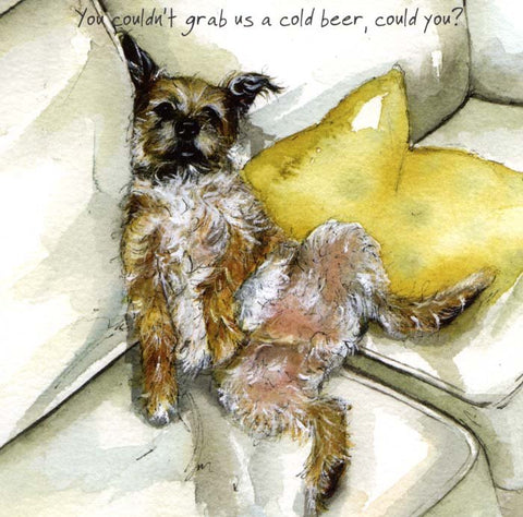 humorous greeting cardLittle Dog LaughedComedy Card CompanyGrab a cold beer