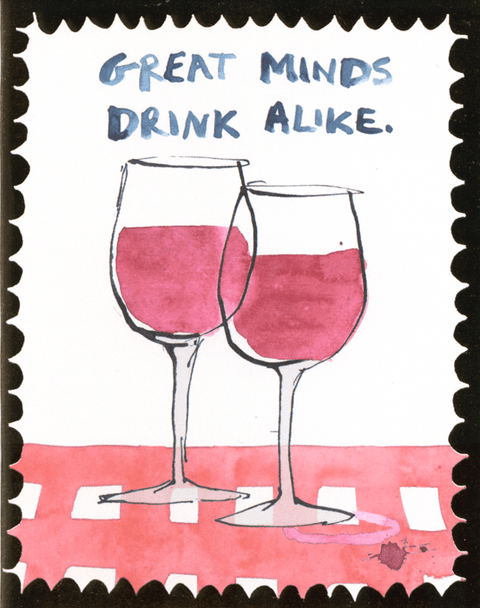 humorous greeting cardPoet and PainterComedy Card CompanyGreat minds drink alike