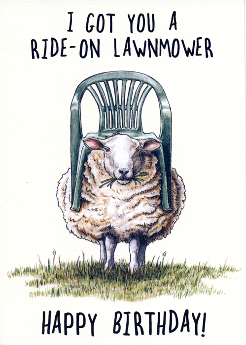 Funny Birthday Card By Bewilderbeest Ride On Lawnmower Comedy Card Company