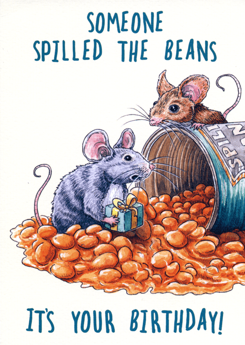 Funny Birthday Card By Bewilderbeest Spilled The Beans Comedy Card Company