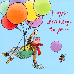 Humorous birthday card by Quentin Blake - Float away – Comedy Card Company